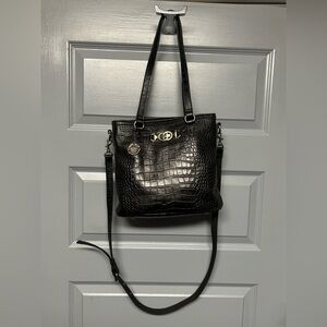 Patricia Nash Lundy convertible straps black croc embossed leather purse.